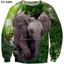 YX GIRL  2018 New Fashion Crewneck Sweatshirt Elephant and   3d Print Me... - £103.44 GBP