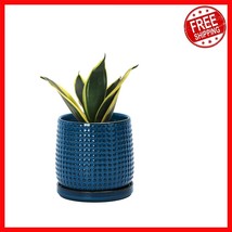 Durable 4 Inch Blue Decorative Planter Pot with Drainage for Healthy Hou... - $594.57 MXN