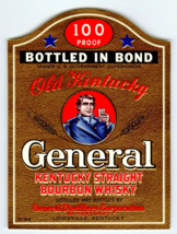 Old Kentucky General Straight Bourbon Whisky Label Original Vintage Embo... - $9.90