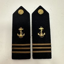 WWII Pair US Navy Midshipmen hard flat shoulder boards made by Carr Mear... - $24.95