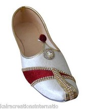 Men Shoes Indian Handmade Traditional Wedding Cream Loafers Punjabi Jutti US 6/7 - £43.15 GBP