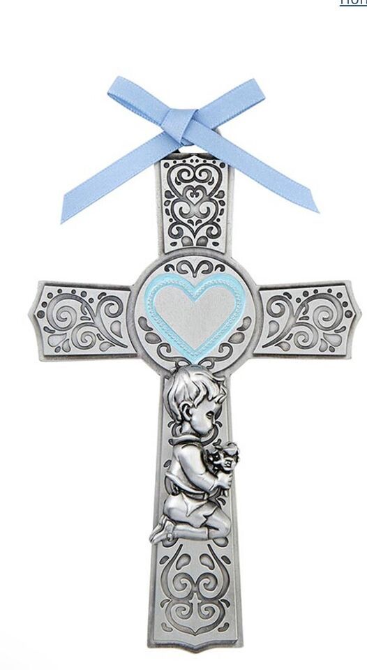 Boy's Blue Heart Crib Cross, New #AB-161-3