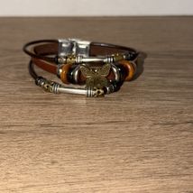 Stainless Steel, Brown Leather Bracelet With Butterfly Charm - $14.84