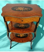 Louis XV Floral Marquetry 3 Tier Étagère Side Table Stand Gilt Bronze Or... - $27,989.14 MXN
