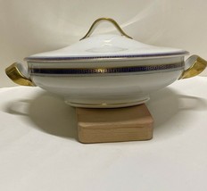 Vtg Hanusch &amp; Bernhardt Austria Covered Serving Bowl w/Handles Gold Trim #4110 - £17.94 GBP