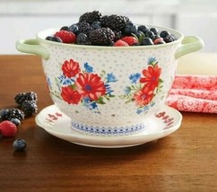 The Pioneer Woman ~ Stoneware ~ Classic Charm ~ Berry Colander &amp; Drip Plate - £23.91 GBP