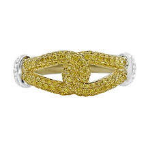 Real 0.76ct Natural Fancy Intense Yellow Diamonds Engagement Ring 18K Solid Gold - £1,543.66 GBP