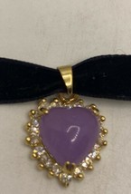 Vintage Lavender Jade Choker Golden Pendant Necklace - £51.42 GBP