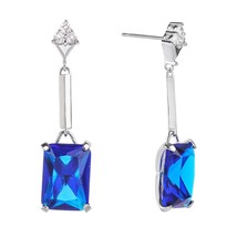 14*10Tanzanite Natural Stone Drop Earrings S925 Silver Cubic Zirconia 925 Sterli - £43.22 GBP