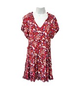 Anthropologie Pink Red Blue Ruffle Flutter Sleeve Dress size S Boho Toma... - $42.89 CAD