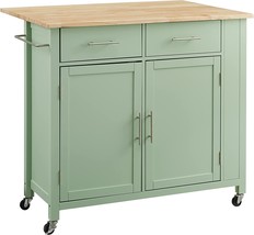 Mint Crosley Furniture Savannah Drop Leaf Kitchen Cart With Wood Top. - £366.05 GBP