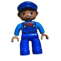 Lego Duplo Figure Engineer Conductor Blue Overalls Farmer Male Man Boy Blue - £5.34 GBP