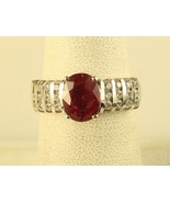 Vintage Sterling Silver Ruby Gemstone w/ Zircon Channel set Ring Signed ... - £41.22 GBP