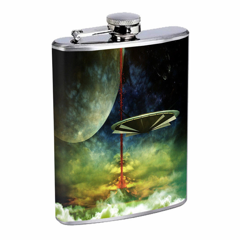 UFO Cosmos Em5 Flask 8oz Stainless Steel Hip Drinking Whiskey - £11.85 GBP