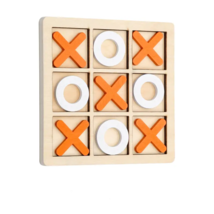 10 Piece Premium Solid Wooden Tic Tac Toe Board Game - New - Orange - $12.99