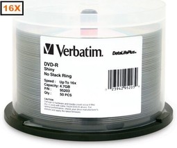 100-Pak Verbatim DataLifePlus Shiny-Silver 16X DVD-Rs, Verbatim 95203, 2 x 50-Pk - £63.94 GBP