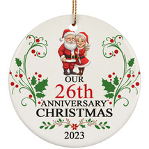 Cute Santa Claus Couple 26th Anniversary 2023 Ornament Gift 26 Years Christmas - £11.63 GBP