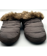 Lands End Quilted Slippers Womens Size 9 Brown Faux Fur Trim Slip On Puf... - $301.74 MXN