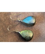 Natural labradorite earrings 925 Sterling silver - £93.74 GBP