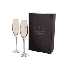 Dartington Personalised Celebration Gold Glitz Pair of Champagne Flutes Glasses  - £50.19 GBP