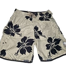 Billabong Board Shorts Mens 36 Black Grey Floral Hawaiian Swim Trunks Surf Beach - £23.35 GBP