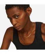 14K Yellow Gold over Silver Thick Necklace Snake Ringbone 16” gift for h... - $127.71
