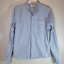 Hollister Mens Button Down Shirt XL Blue and White Striped Bird Logo On ... - $13.75