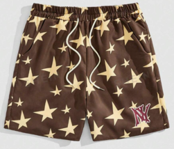 ROMWE Prep Men Star Print Drawstring Waist Shorts, XL, New with Tags - $21.77