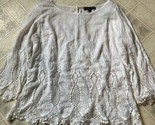 Banana Republic Eyelet Embroidered Lace Blouse White Size Large 3/4 sleeve - $27.83