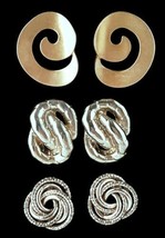 3 Pair Vintage Gold Swirl Figure 8 Rope &amp; Love Knot Post Earrings - £11.59 GBP