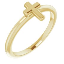 14k Yellow Gold Stackable Cross Ring - £359.78 GBP+