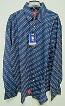 NBA Detroit Pistons Blue Button Up Dress Shirt Long Sleeve by Headmaster - £15.65 GBP