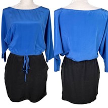 Twelfth Street by Cynthia Vincent Silk Dress Small Blue Black Pockets - £22.82 GBP