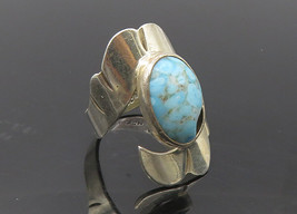 MEXICO 925 Sterling Silver - Vintage Turquoise Bypass Cocktail Ring Sz 6- RG9615 - £30.89 GBP