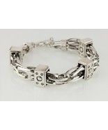 Sterling Silver Chunky Double Strand Unique Chain Bracelet w/ Toggle Cla... - $1,063.33 CAD