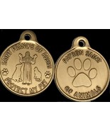 Saint Francis Protect My Pet Patron Saint Of Pets Dog Tag 1&quot; Charm Bronze - £9.15 GBP