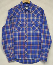 Wrangler Western Shirt Gray Snaps Red White Blue Plaid Stitched Yoke Men&#39;s Sz L - £13.03 GBP