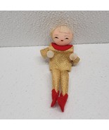 Vintage Gold Pixie Elf Christmas Ornament Figure 4&quot; - $14.75