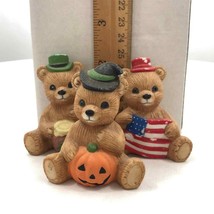 Homco Seasonal Holiday Teddy Bears #1413 Set of 3 Porcelain Figurines Vi... - $14.00 CAD