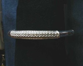 Fabulous Pave&#39; Crystal Rhinestone Silver-tone Hinge Bracelet 1980s vintage - £10.19 GBP