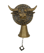 Solid Brass Bull Statue Brass Ring Doorbell 4.7" Vintage Door Knocker Decoration - $96.00