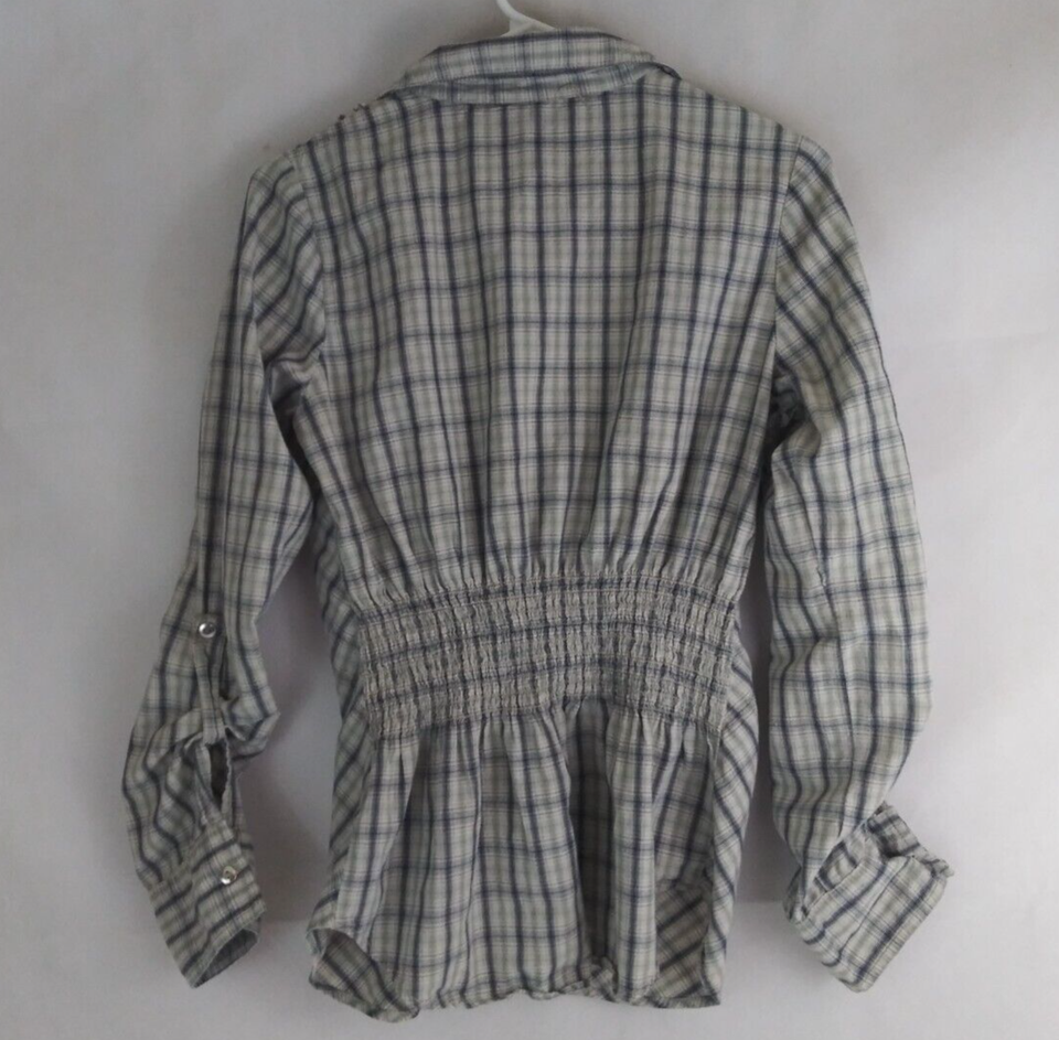 BKE Sequined Ruffled Gathered Roll Tab Long Sleeve Button Up Shirt Size Medium Item image 3