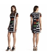 Derek Lam for DesigNation Striped Sheath Dress green brown black linen c... - $28.99