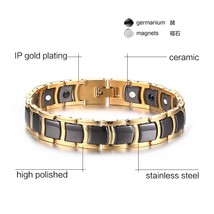 Vinterly Steel Magnetic Bracelet Male Black Ceramic Energy Germanium Bracelets M - £29.45 GBP