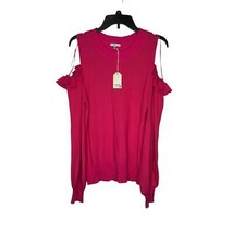 Jodifl Women&#39;s Sweater Ruffled Trim Cold-Shoulder Long Sleeve Pullover S... - $20.96