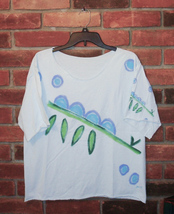 Hand Painted Abstract Floral Raw Edge Not So Short Sleeve T-shirt Unisex Size M - £20.05 GBP