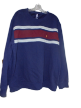 IZOD Mens 2XL Long Sleeve Sweatshirt Striped Cotton Vintage Style Knit Logo Blue - £10.15 GBP