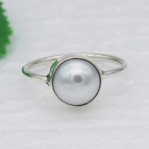 925 Sterling Silver Natural Pearl Ring Handmade Jewelry Gemstone Birthstone Ring - £36.19 GBP