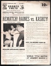 Minneapolis Boxing &amp; Wrestling Club Wrestling Match Program 2/23/1954-Raines ... - £59.13 GBP