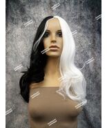 Black Half White Villain Wig Evil Madame Wicked Cruella De Vil Dalmatian - €21,21 EUR